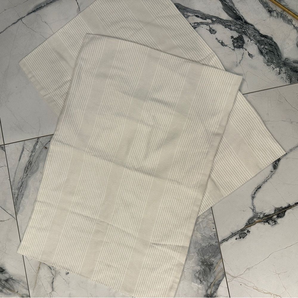 BOLL & BRANCH | cream / oak fine line striped FLANNEL standard pillow covers - Picture 10 of 14